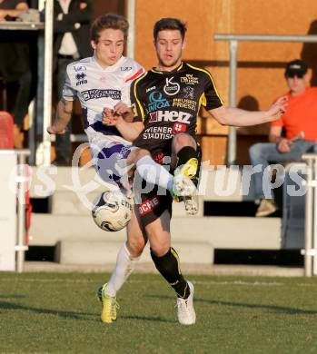 Fussball Regionalliga. SAK gegen Lafnitz. Daniel Perkounig (SAK),  Daniel Rossmann (Lafnitz). Welzenegg, am 10.4.2015.
Foto: Kuess
---
pressefotos, pressefotografie, kuess, qs, qspictures, sport, bild, bilder, bilddatenbank