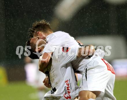 Fussball Bundesliga. RZ Pellets WAC gegen FC Admira Wacker Moedling.  Torjubel Manuel Seidl, Christopher Wernitznig (WAC). Wolfsberg, am 11.4.2015.
Foto: Kuess

---
pressefotos, pressefotografie, kuess, qs, qspictures, sport, bild, bilder, bilddatenbank