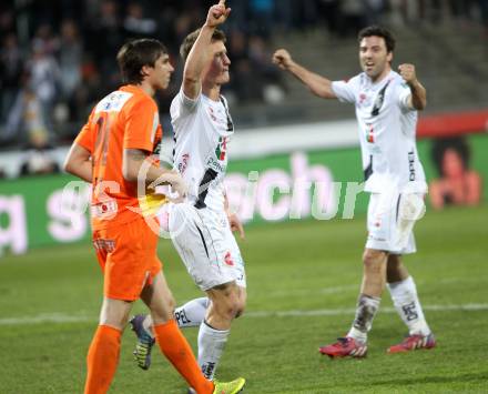 Fussball Bundesliga. RZ Pellets WAC gegen FC Admira Wacker Moedling.  Torjubel Daniel Drescher, (WAC). Wolfsberg, am 11.4.2015.
Foto: Kuess

---
pressefotos, pressefotografie, kuess, qs, qspictures, sport, bild, bilder, bilddatenbank