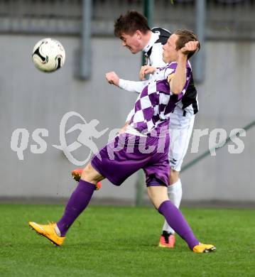 Fussball Regionalliga. SK Austria Klagenfurt gegen SPG FC Pasching/LASK Juniors. Fabian Miesenboeck,  (Klagenfurt), Orhan Vojic (Pasching). Klagenfurt, am 17.4.2015.
Foto: Kuess
---
pressefotos, pressefotografie, kuess, qs, qspictures, sport, bild, bilder, bilddatenbank