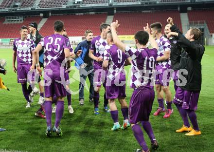 Fussball Regionalliga. SK Austria Klagenfurt gegen SPG FC Pasching/LASK Juniors. Jubel  (Klagenfurt). Klagenfurt, am 17.4.2015.
Foto: Kuess
---
pressefotos, pressefotografie, kuess, qs, qspictures, sport, bild, bilder, bilddatenbank