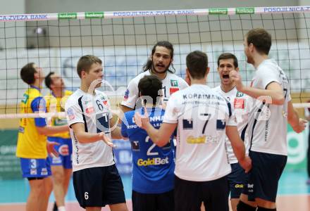 Volleyball. AVL. Austrian Volley League. Finale. SK Posojilnica Aich/Dob gegen Hypo Tirol VT. Jubel (Tirol). Bleiburg, 18. 4. 2015.
Foto: Kuess
---
pressefotos, pressefotografie, kuess, qs, qspictures, sport, bild, bilder, bilddatenbank