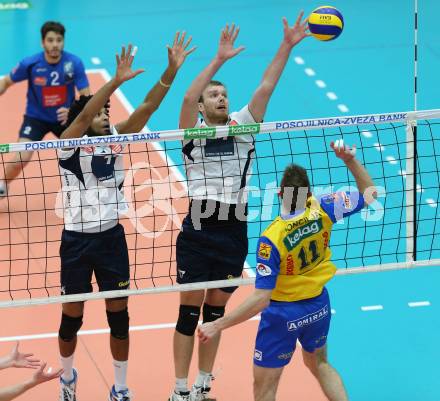 Volleyball. AVL. Austrian Volley League. Finale. SK Posojilnica Aich/Dob gegen Hypo Tirol VT. Douglas Duarte Da Silva, Oliver Venno (Tirol). Bleiburg, 18. 4. 2015.
Foto: Kuess
---
pressefotos, pressefotografie, kuess, qs, qspictures, sport, bild, bilder, bilddatenbank