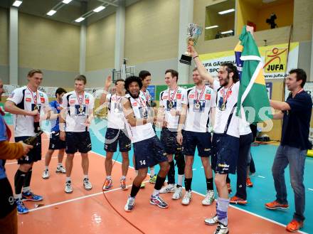 Volleyball. AVL. Austrian Volley League. Finale. SK Posojilnica Aich/Dob gegen Hypo Tirol VT. Jubel (Tirol). Bleiburg, 18. 4. 2015.
Foto: Kuess
---
pressefotos, pressefotografie, kuess, qs, qspictures, sport, bild, bilder, bilddatenbank