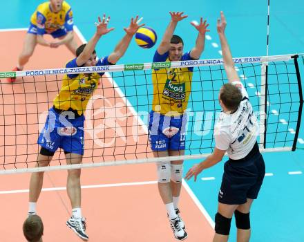 Volleyball. AVL. Austrian Volley League. Finale. SK Posojilnica Aich/Dob gegen Hypo Tirol VT. Michal Hruska, Aleksandar Dimitrov Simeonov (Aich/Dob). Bleiburg, 18. 4. 2015.
Foto: Kuess
---
pressefotos, pressefotografie, kuess, qs, qspictures, sport, bild, bilder, bilddatenbank