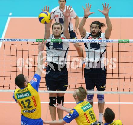 Volleyball. AVL. Austrian Volley League. Finale. SK Posojilnica Aich/Dob gegen Hypo Tirol VT. Oliver Venno, Pedro Frances (Tirol). Bleiburg, 18. 4. 2015.
Foto: Kuess
---
pressefotos, pressefotografie, kuess, qs, qspictures, sport, bild, bilder, bilddatenbank