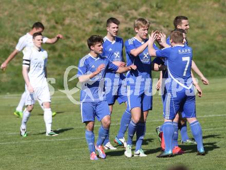 Fussball Unterliga Ost. SPG FC Poggersdorf gegen Ruden.  Torjubel   (Ruden). Poggersdorf, am 19.4.2015.
Foto: Kuess
---
pressefotos, pressefotografie, kuess, qs, qspictures, sport, bild, bilder, bilddatenbank