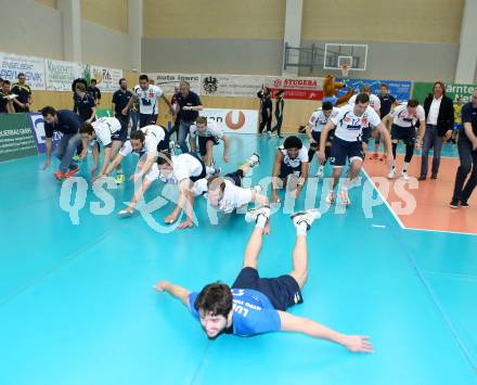 Volleyball. AVL. Austrian Volley League. Finale. SK Posojilnica Aich/Dob gegen Hypo Tirol VT. Jubel (Tirol). Bleiburg, 18. 4. 2015.
Foto: Kuess
---
pressefotos, pressefotografie, kuess, qs, qspictures, sport, bild, bilder, bilddatenbank