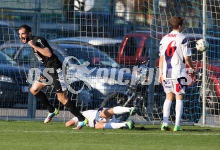 Fussball Regionalliga. SAK gegen St. Florian.  Torjubel Rexhe Bytyci (St. Florian). Klagenfurt, am 24.5.2015.
Foto: Kuess
---
pressefotos, pressefotografie, kuess, qs, qspictures, sport, bild, bilder, bilddatenbank