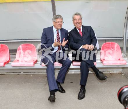 Fussball. 12. Tournament of Nations. U16 Laenderspiel Oesterreich gegen Brasilien.  Landeshauptmann Peter Kaiser, Bundespraesident Heinz Fischer,  . Woerthersee Arena, Klagenfurt, am 24.4.2015.
Foto: Kuess
---
pressefotos, pressefotografie, kuess, qs, qspictures, sport, bild, bilder, bilddatenbank