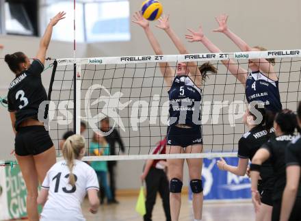 WVL. Women Volley League. ATSC Wildcats gegen SVS Post Schwechat.  Bajde Anna, Mueller Sabrina (Wildcats). KLagenfurt, am 25.4.2015.
Foto: Kuess
---
pressefotos, pressefotografie, kuess, qs, qspictures, sport, bild, bilder, bilddatenbank