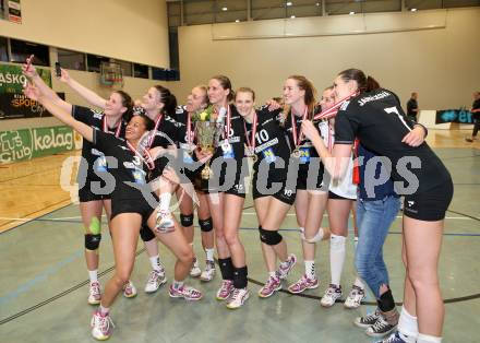 WVL. Women Volley League. ATSC Wildcats gegen SVS Post Schwechat.  Jubel (Post). KLagenfurt, am 25.4.2015.
Foto: Kuess
---
pressefotos, pressefotografie, kuess, qs, qspictures, sport, bild, bilder, bilddatenbank