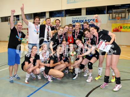 WVL. Women Volley League. ATSC Wildcats gegen SVS Post Schwechat.  Jubel (Post). KLagenfurt, am 25.4.2015.
Foto: Kuess
---
pressefotos, pressefotografie, kuess, qs, qspictures, sport, bild, bilder, bilddatenbank