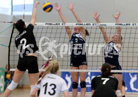 WVL. Women Volley League. ATSC Wildcats gegen SVS Post Schwechat.  Bajde Anna, Graf Annalena (Wildcats). KLagenfurt, am 25.4.2015.
Foto: Kuess
---
pressefotos, pressefotografie, kuess, qs, qspictures, sport, bild, bilder, bilddatenbank