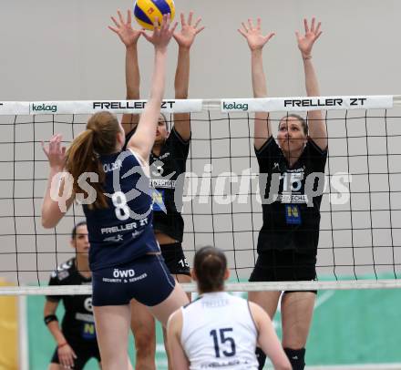 WVL. Women Volley League. ATSC Wildcats gegen SVS Post Schwechat.   Lisa  Chukwuma, Cornelia Rimser (Post). KLagenfurt, am 25.4.2015.
Foto: Kuess
---
pressefotos, pressefotografie, kuess, qs, qspictures, sport, bild, bilder, bilddatenbank