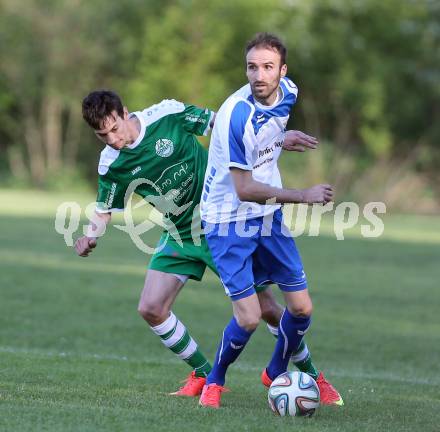 Fussball. 1. Klasse C OPO. Ebental gegen Donau. Admir Icanovic, (Ebental),  Florian Schmoelzer  (Donau). Ebental, 26.4.2015.
Foto: Kuess
---
pressefotos, pressefotografie, kuess, qs, qspictures, sport, bild, bilder, bilddatenbank