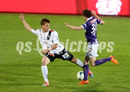 Fussball OEFB Cup. RZ Pellets WAC gegen FK Austria Wien.  Daniel Drescher,  (WAC), Fabian Koch (Wien). Wolfsberg, am 29.4.2015.
Foto: Kuess

---
pressefotos, pressefotografie, kuess, qs, qspictures, sport, bild, bilder, bilddatenbank