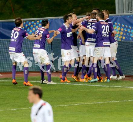 Fussball OEFB Cup. RZ Pellets WAC gegen FK Austria Wien.  Torjubel  (Wien). Wolfsberg, am 29.4.2015.
Foto: Kuess

---
pressefotos, pressefotografie, kuess, qs, qspictures, sport, bild, bilder, bilddatenbank