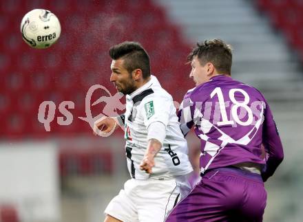 Fussball Regionalliga. SK Austria Klagenfurt gegen RZ Pellets WAC Amateure.  Bernd Kager, (Klagenfurt),  Attila Simon  (WAC). Klagenfurt, am 30.5.2015.
Foto: Kuess
---
pressefotos, pressefotografie, kuess, qs, qspictures, sport, bild, bilder, bilddatenbank