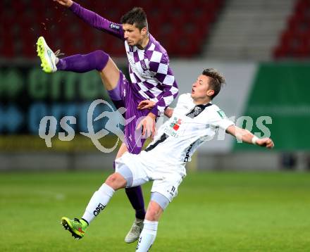 Fussball Regionalliga. SK Austria Klagenfurt gegen RZ Pellets WAC Amateure.  Marko Dusak,  (Klagenfurt), Daniel Rechberger (WAC). Klagenfurt, am 30.5.2015.
Foto: Kuess
---
pressefotos, pressefotografie, kuess, qs, qspictures, sport, bild, bilder, bilddatenbank