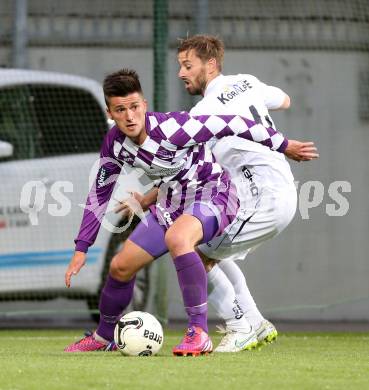 Fussball Regionalliga. SK Austria Klagenfurt gegen RZ Pellets WAC Amateure.  Ervin Bevab, (Klagenfurt), Christoph Cemernjak  (WAC). Klagenfurt, am 30.5.2015.
Foto: Kuess
---
pressefotos, pressefotografie, kuess, qs, qspictures, sport, bild, bilder, bilddatenbank