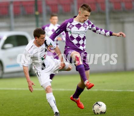 Fussball Regionalliga. SK Austria Klagenfurt gegen RZ Pellets WAC Amateure.  Patrik Eler, (Klagenfurt), Markus Poecheim  (WAC). Klagenfurt, am 30.5.2015.
Foto: Kuess
---
pressefotos, pressefotografie, kuess, qs, qspictures, sport, bild, bilder, bilddatenbank