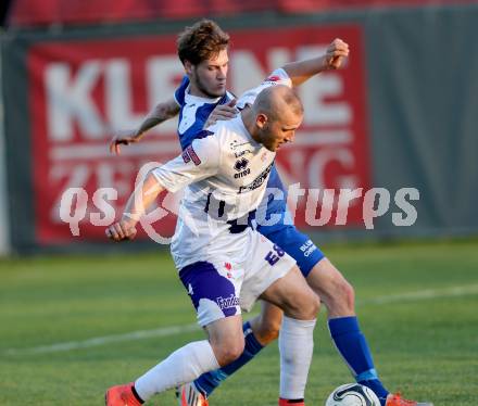 Fussball Regionalliga. SAK gegen ATSV Wolfsberg. Christian Dlopst, (SAK),  Thomas Heine (Wolfsberg). Klagenfurt, 8.5.2015.
Foto: Kuess
---
pressefotos, pressefotografie, kuess, qs, qspictures, sport, bild, bilder, bilddatenbank