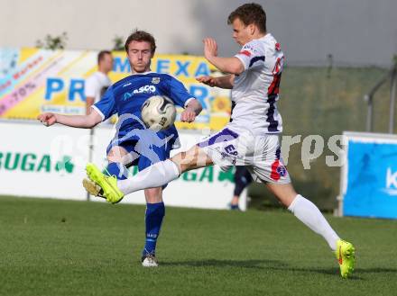 Fussball Regionalliga. SAK gegen ATSV Wolfsberg. Rafael Fabian Lerchster,  (SAK), Mathias Berchtold (Wolfsberg). Klagenfurt, 8.5.2015.
Foto: Kuess
---
pressefotos, pressefotografie, kuess, qs, qspictures, sport, bild, bilder, bilddatenbank