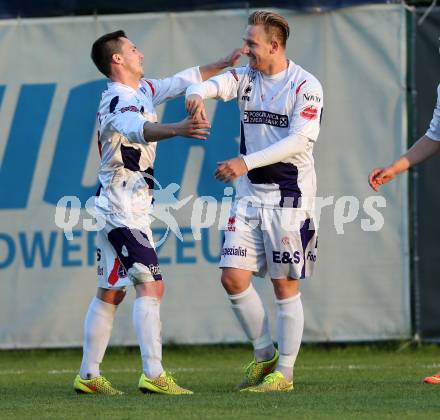 Fussball Regionalliga. SAK gegen ATSV Wolfsberg. Torjubel Darijo Biscan, Dejan Podbreznik (SAK). Klagenfurt, 8.5.2015.
Foto: Kuess
---
pressefotos, pressefotografie, kuess, qs, qspictures, sport, bild, bilder, bilddatenbank