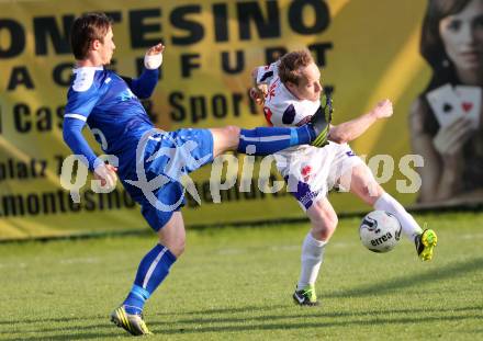 Fussball Regionalliga. SAK gegen ATSV Wolfsberg. Uros Roser, (SAK), Philipp Sattler  (Wolfsberg). Klagenfurt, 8.5.2015.
Foto: Kuess
---
pressefotos, pressefotografie, kuess, qs, qspictures, sport, bild, bilder, bilddatenbank