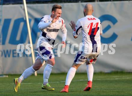 Fussball Regionalliga. SAK gegen ATSV Wolfsberg. Torjubel Darijo Biscan, Christian Dlopst (SAK). Klagenfurt, 8.5.2015.
Foto: Kuess
---
pressefotos, pressefotografie, kuess, qs, qspictures, sport, bild, bilder, bilddatenbank