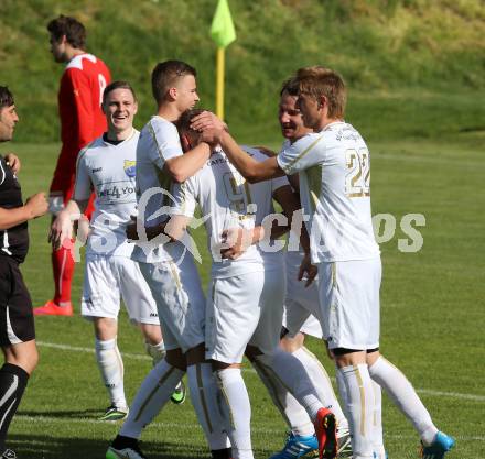 Fussball Unterliga Ost. SPG FC Poggersdorf gegen KAC 1909. Torjubel Poggersdorf. Poggersdorf, am 10.5.2015.
Foto: Kuess
---
pressefotos, pressefotografie, kuess, qs, qspictures, sport, bild, bilder, bilddatenbank