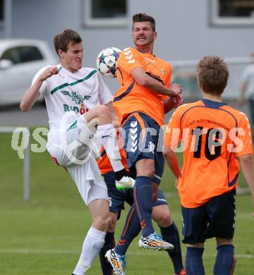 Fussball. Kaerntner Liga. Koettmannsdorf gegen Voelkermarkt. Daniel Globotschnig (Koettmannsdorf), Fabian Schubert (Voelkermarkt). Koettmannsdorf, 10.5.2015.
Foto: Kuess
---
pressefotos, pressefotografie, kuess, qs, qspictures, sport, bild, bilder, bilddatenbank