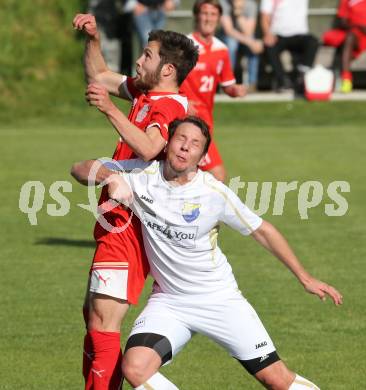 Fussball Unterliga Ost. SPG FC Poggersdorf gegen KAC 1909. Stefan Rueckenbaum, (Poggersdorf), Gerhard Gratzer (KAC). Poggersdorf, am 10.5.2015.
Foto: Kuess
---
pressefotos, pressefotografie, kuess, qs, qspictures, sport, bild, bilder, bilddatenbank