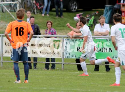 Fussball. Kaerntner Liga. Koettmannsdorf gegen Voelkermarkt. torjubel   Fabian Ladinig (Voelkermarkt). Koettmannsdorf, 10.5.2015.
Foto: Kuess
---
pressefotos, pressefotografie, kuess, qs, qspictures, sport, bild, bilder, bilddatenbank