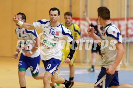 Handball Bundesliga. Aufstiegs Play Off. Halbfinale. SC Ferlach gegen UHC Erste Bank Hollabrunn. Jubel Miro Barisic (SCF). Ferlach, am 11.5.2015.
Foto: Kuess
---
pressefotos, pressefotografie, kuess, qs, qspictures, sport, bild, bilder, bilddatenbank