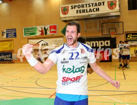 Handball Bundesliga. Aufstiegs Play Off. Halbfinale. SC Ferlach gegen UHC Erste Bank Hollabrunn. Jubel Dean David Pomorisac (SCF). Ferlach, am 11.5.2015.
Foto: Kuess
---
pressefotos, pressefotografie, kuess, qs, qspictures, sport, bild, bilder, bilddatenbank