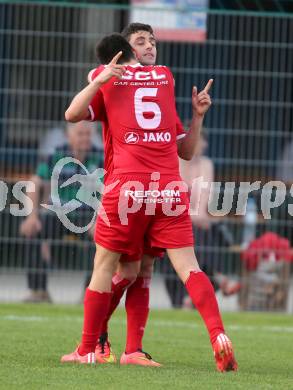 Fussball Regionalliga. SAK gegen Vorwaerts Steyr. Torjubel Dragan Dimic, Daniel Petrovic (Vorwaerts Steyr). Klagenfurt, 12.5.2015.
Foto: Kuess
---
pressefotos, pressefotografie, kuess, qs, qspictures, sport, bild, bilder, bilddatenbank