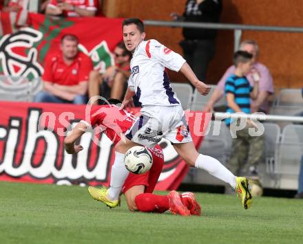 Fussball Regionalliga. SAK gegen Vorwaerts Steyr. Dejan Podbreznik,  (SAK),  Daniel Petrovic (Vorwaerts Steyr). Klagenfurt, 12.5.2015.
Foto: Kuess
---
pressefotos, pressefotografie, kuess, qs, qspictures, sport, bild, bilder, bilddatenbank