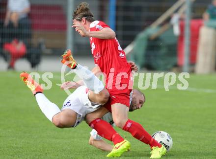 Fussball Regionalliga. SAK gegen Vorwaerts Steyr. Christian Dlopst, (SAK),  Thomas Krammer (Vorwaerts Steyr). Klagenfurt, 12.5.2015.
Foto: Kuess
---
pressefotos, pressefotografie, kuess, qs, qspictures, sport, bild, bilder, bilddatenbank