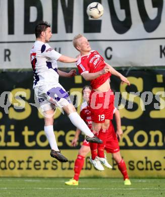 Fussball Regionalliga. SAK gegen Vorwaerts Steyr.  Patrick Lausegger,  (SAK), David Peham (Vorwaerts Steyr). Klagenfurt, 12.5.2015.
Foto: Kuess
---
pressefotos, pressefotografie, kuess, qs, qspictures, sport, bild, bilder, bilddatenbank