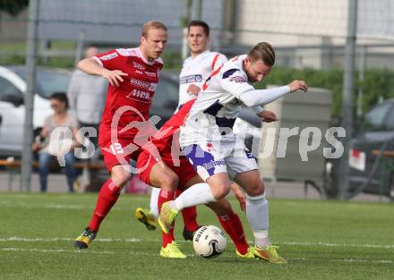 Fussball Regionalliga. SAK gegen Vorwaerts Steyr. Darijo Biscan,  (SAK),  Michael Popp (Vorwaerts Steyr). Klagenfurt, 12.5.2015.
Foto: Kuess
---
pressefotos, pressefotografie, kuess, qs, qspictures, sport, bild, bilder, bilddatenbank