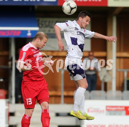 Fussball Regionalliga. SAK gegen Vorwaerts Steyr. Dejan Podbreznik, (SAK),  Michael Popp  (Vorwaerts Steyr). Klagenfurt, 12.5.2015.
Foto: Kuess
---
pressefotos, pressefotografie, kuess, qs, qspictures, sport, bild, bilder, bilddatenbank