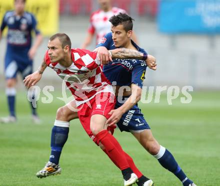 Fussball Regionalliga. SK Austria Klagenfurt gegen Kalsdorf. Rajko Rep, (SK Austria Klagenfurt), Manfred Fischer (Kalsdorf). Klagenfurt, 16.5.2015.
Foto: Kuess

---
pressefotos, pressefotografie, kuess, qs, qspictures, sport, bild, bilder, bilddatenbank