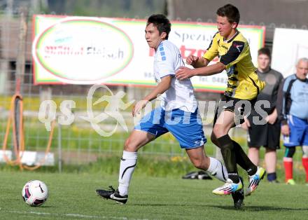 Fussball 1. Klasse Unteres Play Off. Oberes Moelltal gegen Stall. Pablo Zwischenberger, (Oberes Moelltal), Philipp Egger (Stall). Rangersdorf, am 16.5.2015.
Foto: Kuess
---
pressefotos, pressefotografie, kuess, qs, qspictures, sport, bild, bilder, bilddatenbank