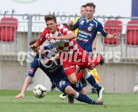 Fussball Regionalliga. SK Austria Klagenfurt gegen Kalsdorf. Dominik Kirschner,  (SK Austria Klagenfurt), Sebastian Radakovics (Kalsdorf). Klagenfurt, 16.5.2015.
Foto: Kuess

---
pressefotos, pressefotografie, kuess, qs, qspictures, sport, bild, bilder, bilddatenbank