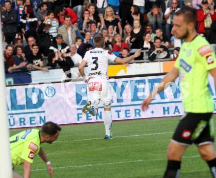 Fussball Bundesliga. RZ Pellets WAC gegen SK Puntigamer Sturm Graz.  torjubel Manuel Kerhe (WAC). Wolfsberg, am 16.5.2015.
Foto: Kuess

---
pressefotos, pressefotografie, kuess, qs, qspictures, sport, bild, bilder, bilddatenbank