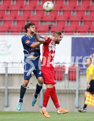 Fussball Regionalliga. SK Austria Klagenfurt gegen Kalsdorf. Armend Spreco, (SK Austria Klagenfurt),  Thomas Miedl  (Kalsdorf). Klagenfurt, 16.5.2015.
Foto: Kuess

---
pressefotos, pressefotografie, kuess, qs, qspictures, sport, bild, bilder, bilddatenbank