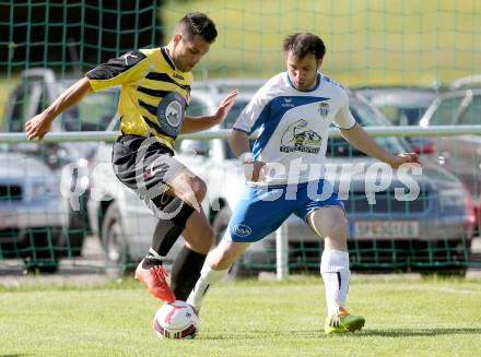 Fussball 1. Klasse Unteres Play Off. Oberes Moelltal gegen Stall. Michael Josef Stolz, (Oberes Moelltal), Christopher Granig (Stall). Rangersdorf, am 16.5.2015.
Foto: Kuess
---
pressefotos, pressefotografie, kuess, qs, qspictures, sport, bild, bilder, bilddatenbank