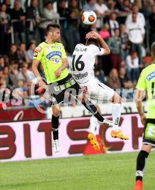 Fussball Bundesliga. RZ Pellets WAC gegen SK Puntigamer Sturm Graz.  Boris Huettenbrenner (WAC), Anel Hadzic (Graz). Wolfsberg, am 16.5.2015.
Foto: Kuess

---
pressefotos, pressefotografie, kuess, qs, qspictures, sport, bild, bilder, bilddatenbank